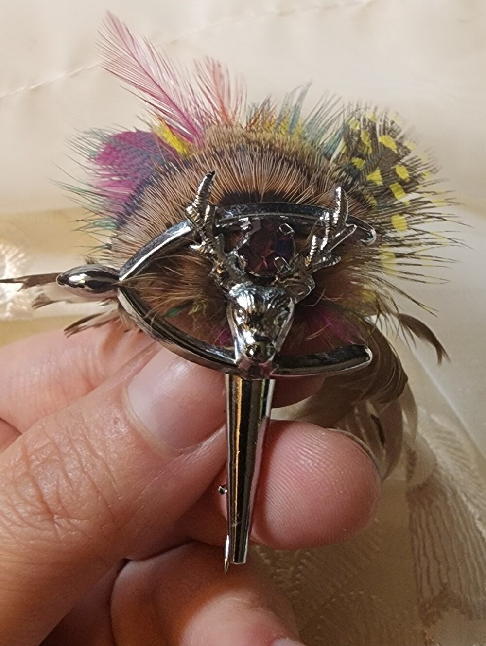 Handmade Vintage Inspired Scottish Hat/Kilt Pin, Real Feathers